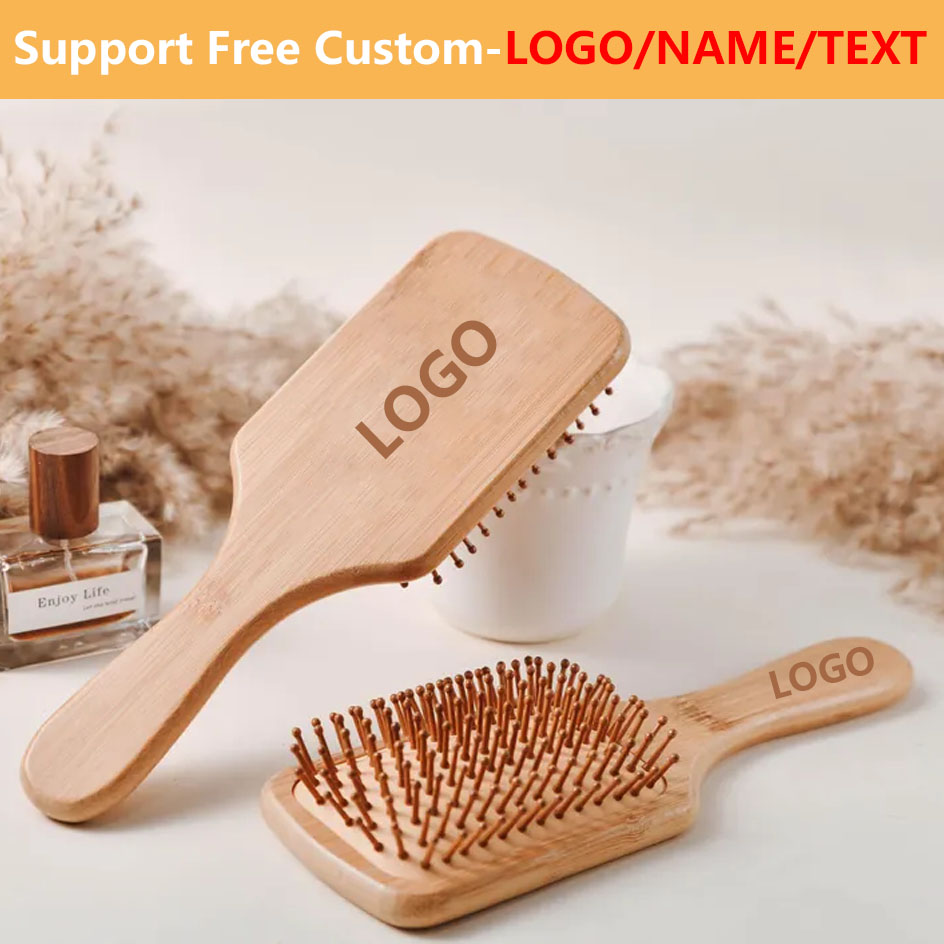 Bamboo Hair Brush - Personalize Custom Wood Air Cushion Comb