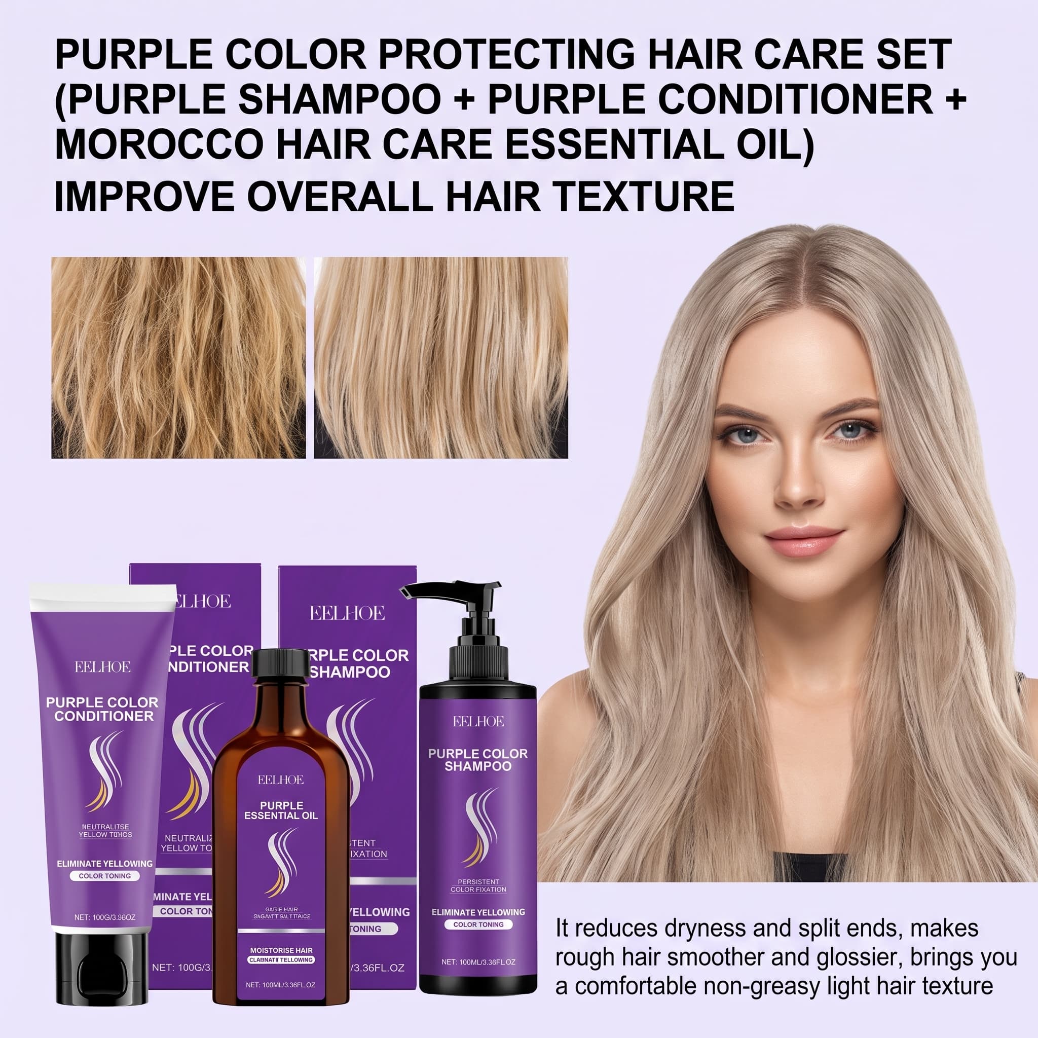 Hair Care Serum - Purple Shampoo Set With Conditioner Hair