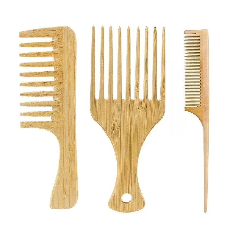 Bamboo Hair Brush - 1Pcs Natural Bamboo Wooden Hair Comb