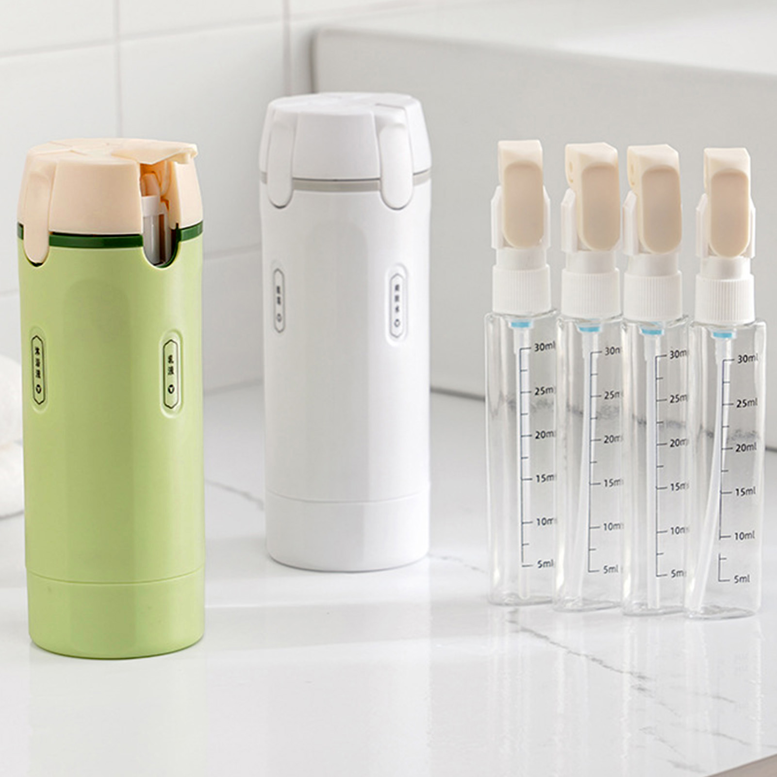 Dry Shampoo Travel - 4-in-1 Travel Liquid Dispenser Split Bottle