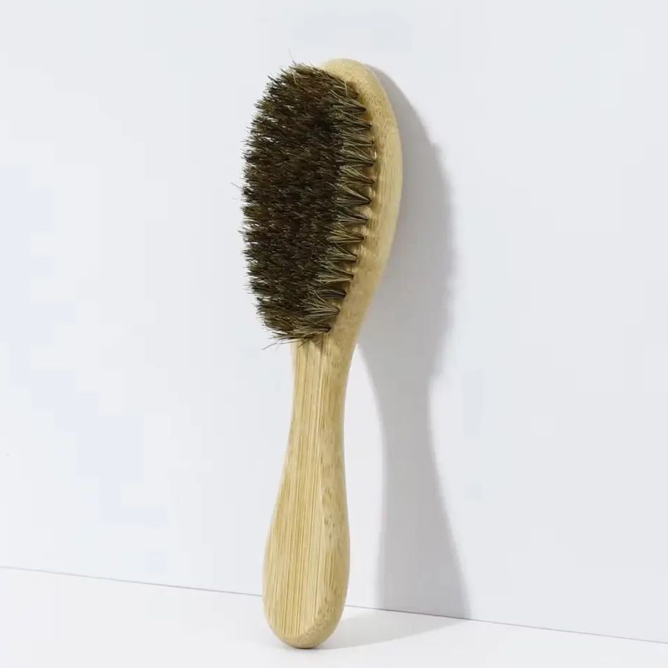 Bamboo Hair Brush - 1 piece oval bamboo and wood