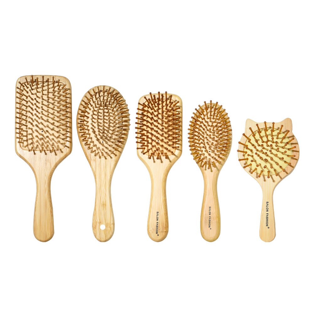 Bamboo Hair Brush - Cute Cat Wooden Comb Bamboo Massage