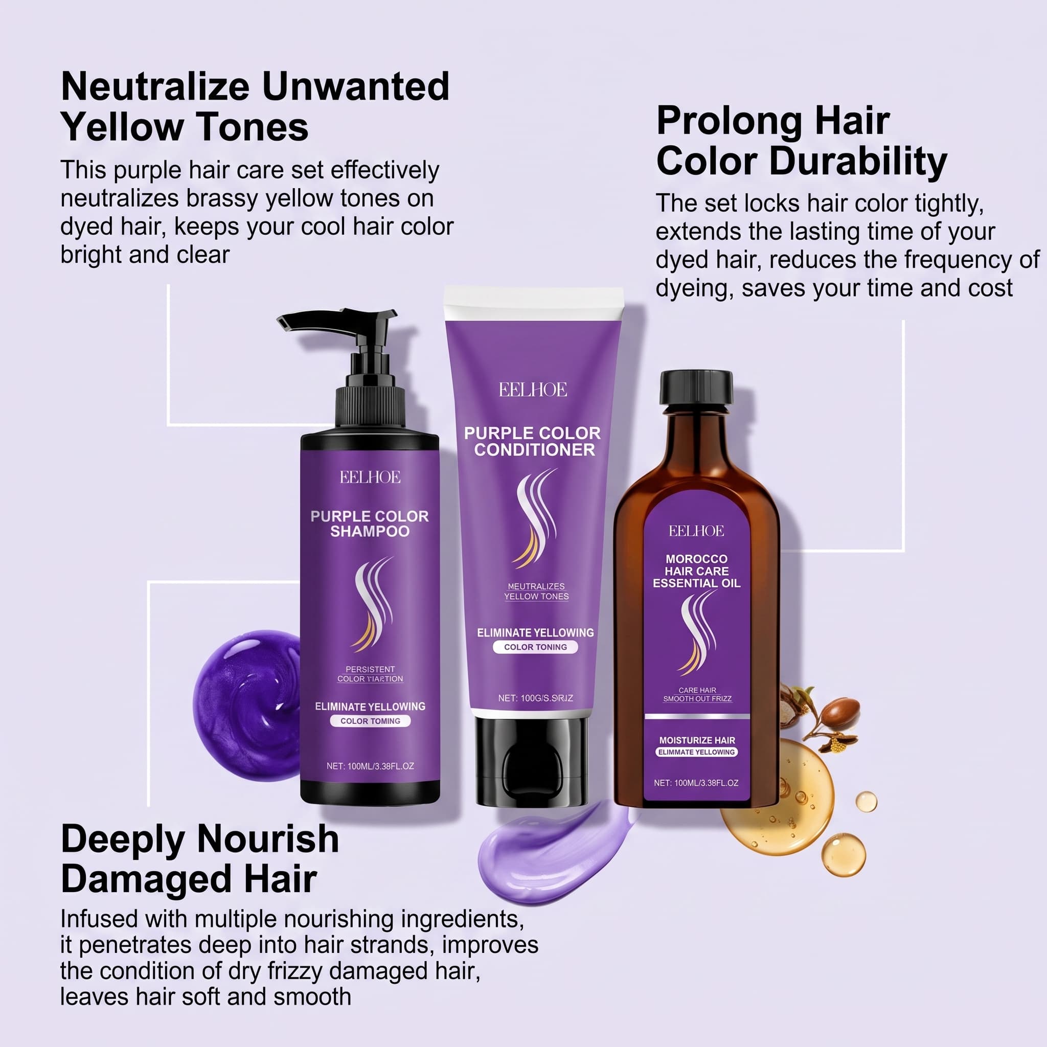 Purple Shampoo Set With Condit - Hair Care Serum recension och pris