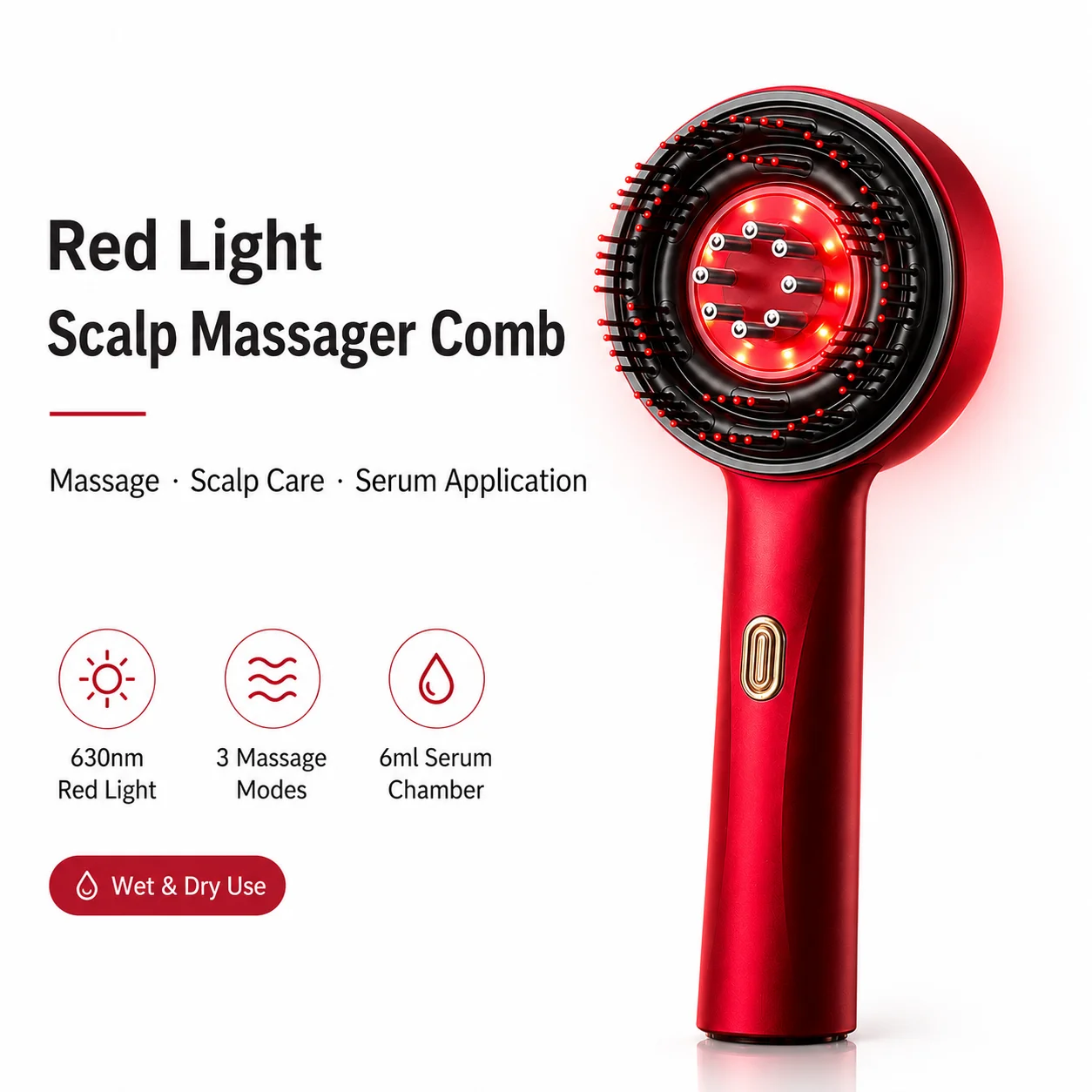 Red Light Scalp Massager Comb  - Hair Care Serum recension och pris