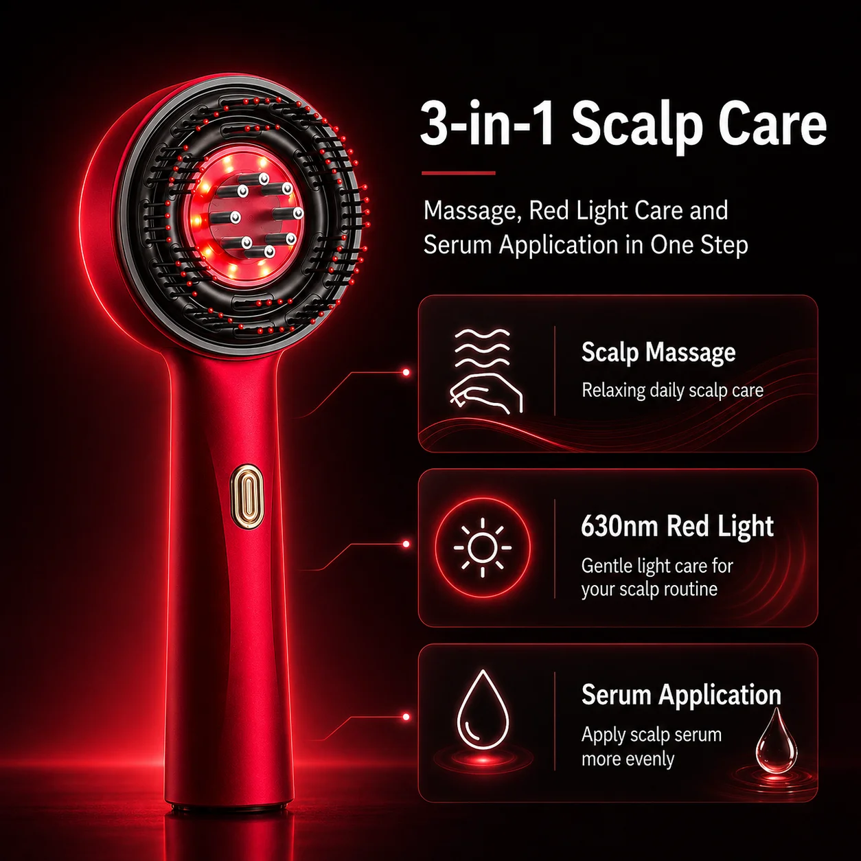 Red Light Scalp Massager Comb  - Hair Care Serum recension och pris