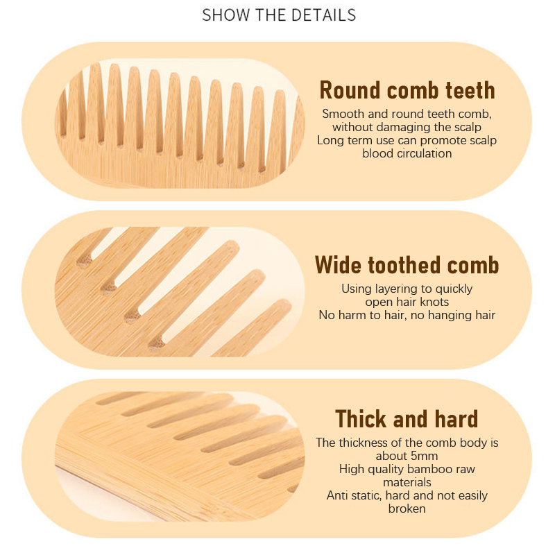 Bamboo Wide Tooth Comb Hair Br - Bamboo Hair Brush recension och pris
